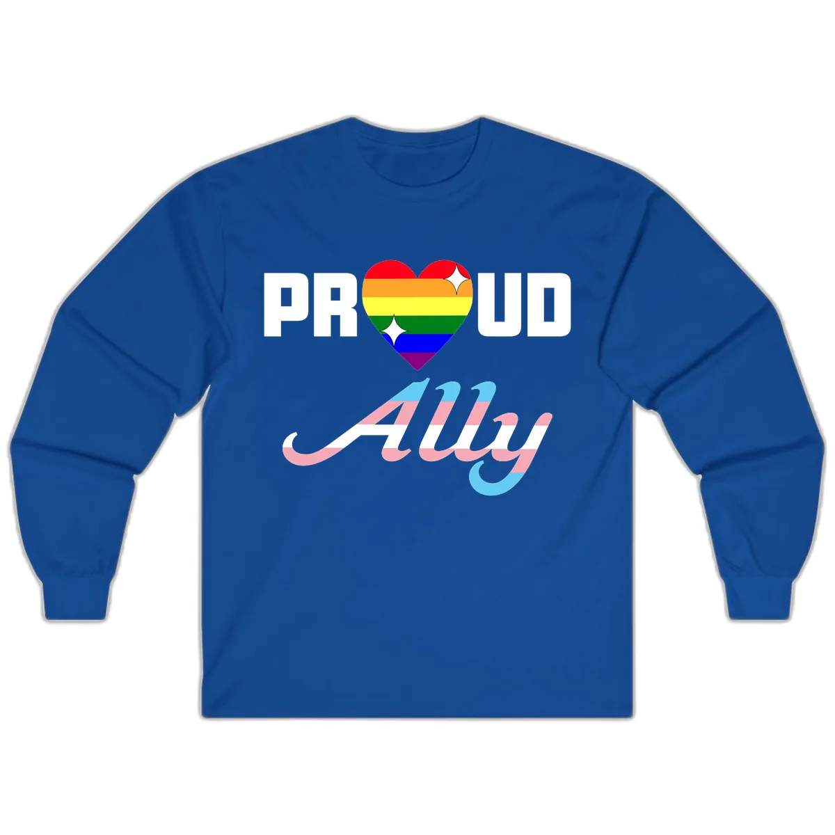 Proud Ally Rainbow Heart Pride Long Sleeve in Royal