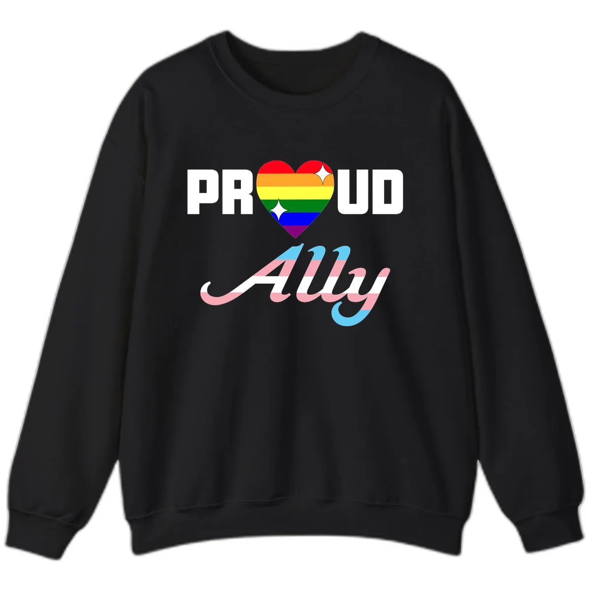 Proud Ally Rainbow Heart Pride Sweatshirt in Black