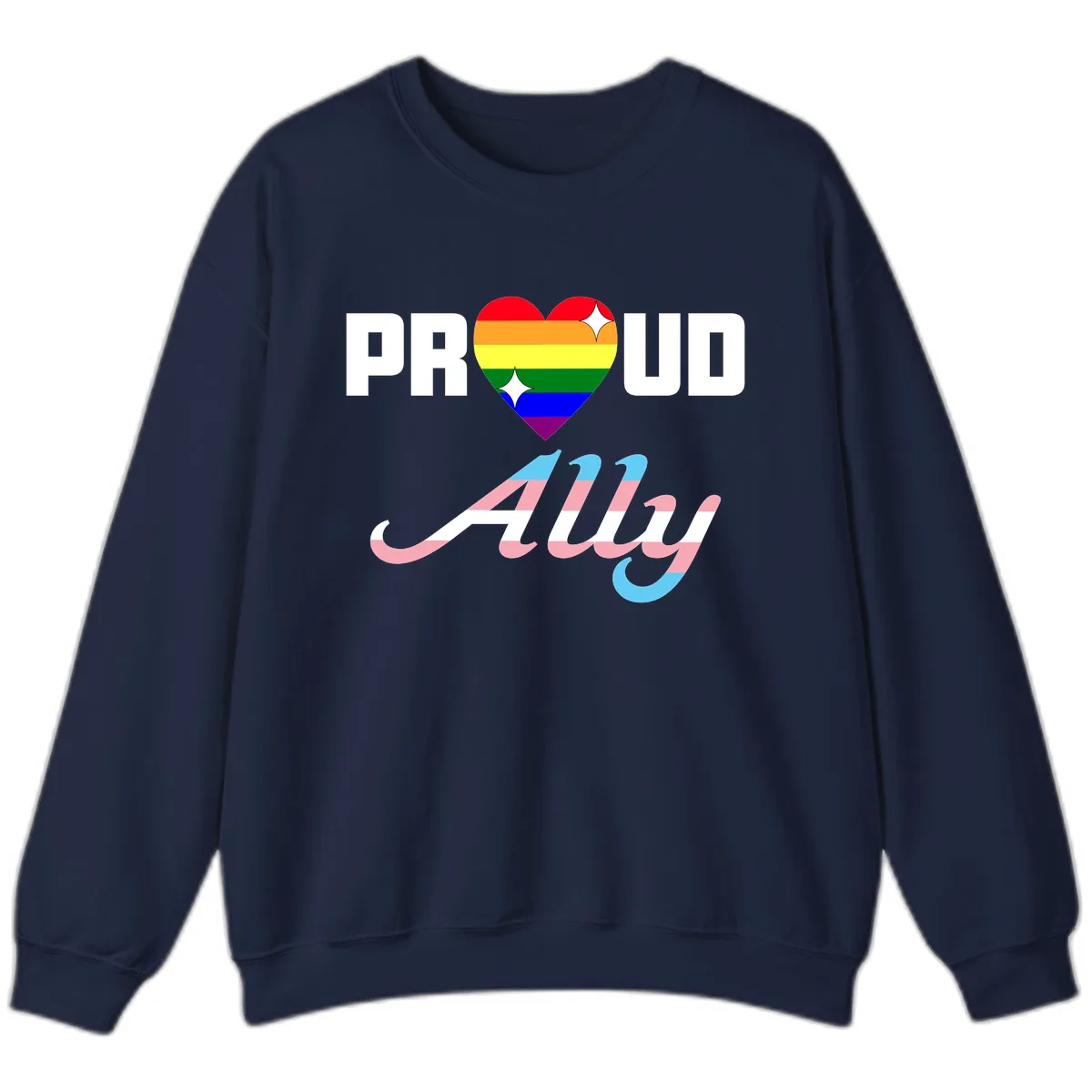 Proud Ally Rainbow Heart Pride Sweatshirt in Navy