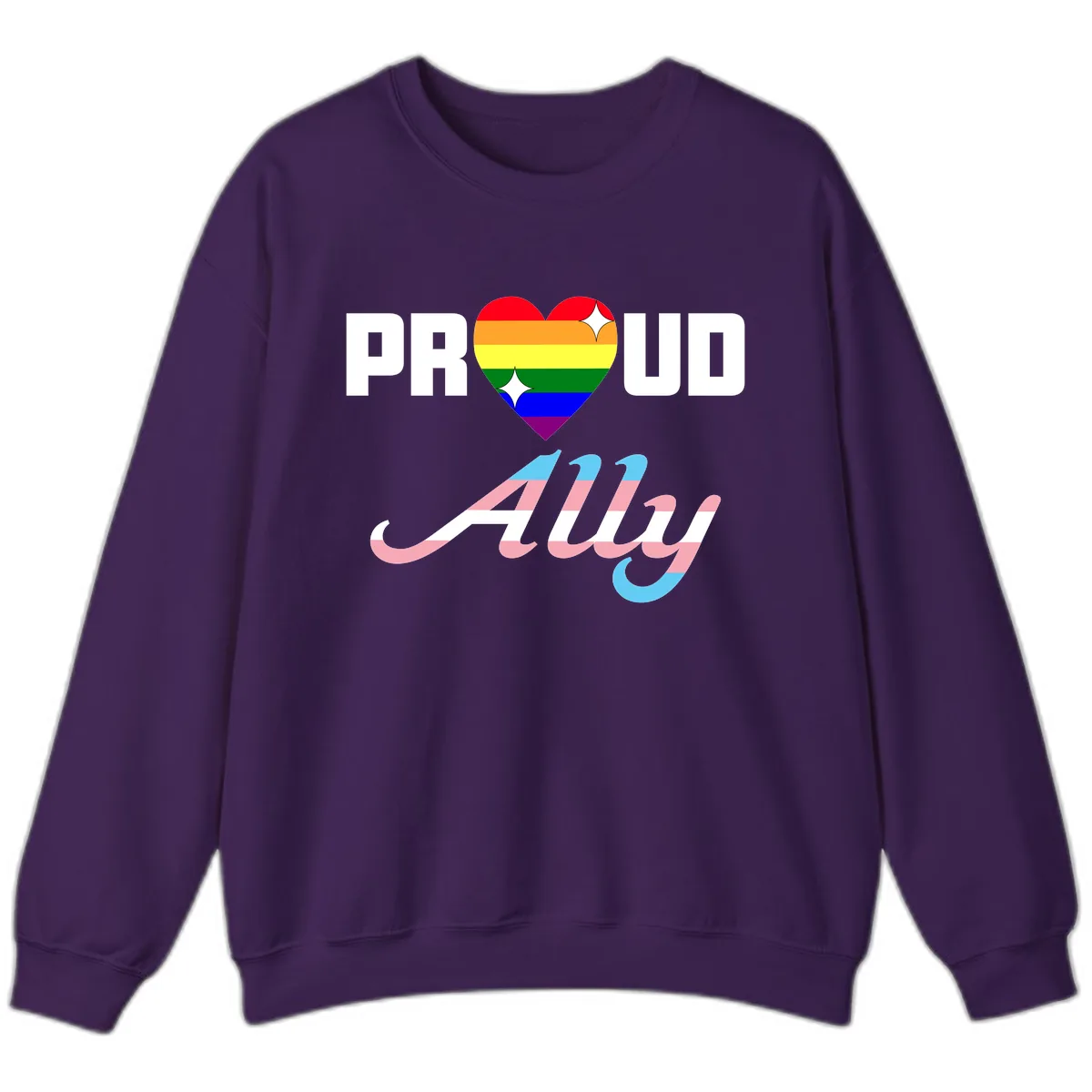 Proud Ally Rainbow Heart Pride Sweatshirt in Purple