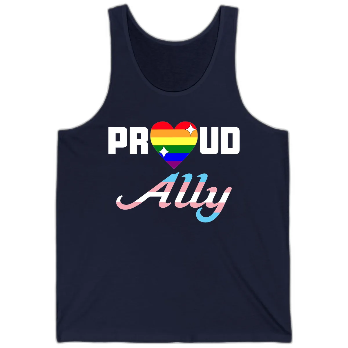 Proud Ally Rainbow Heart Pride Tank in Navy