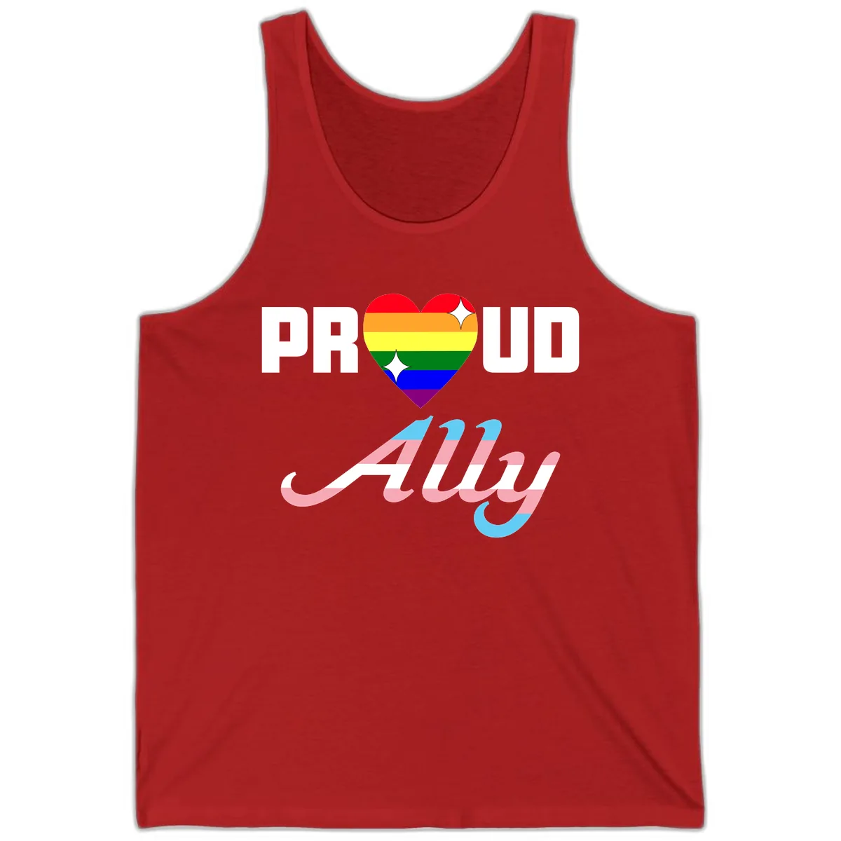 Proud Ally Rainbow Heart Pride Tank in Red