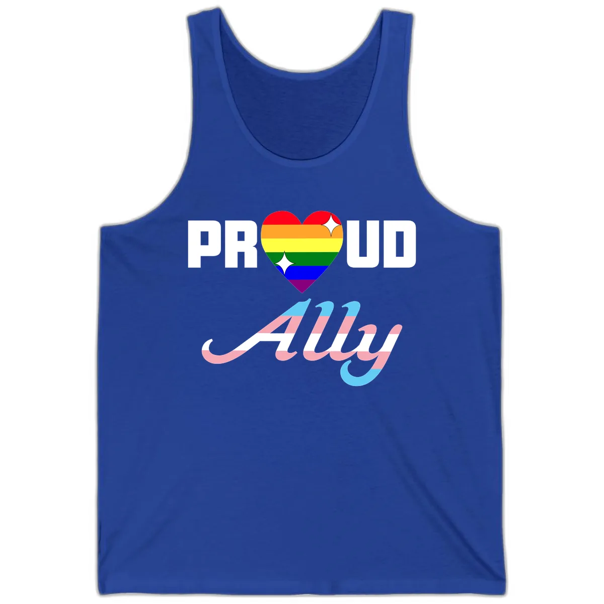 Proud Ally Rainbow Heart Pride Tank in True Royal