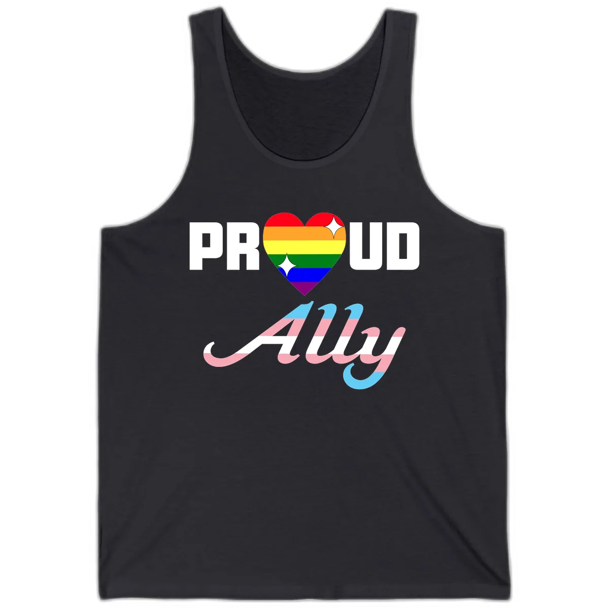 Proud Ally Rainbow Heart Pride Tank in Dark Grey