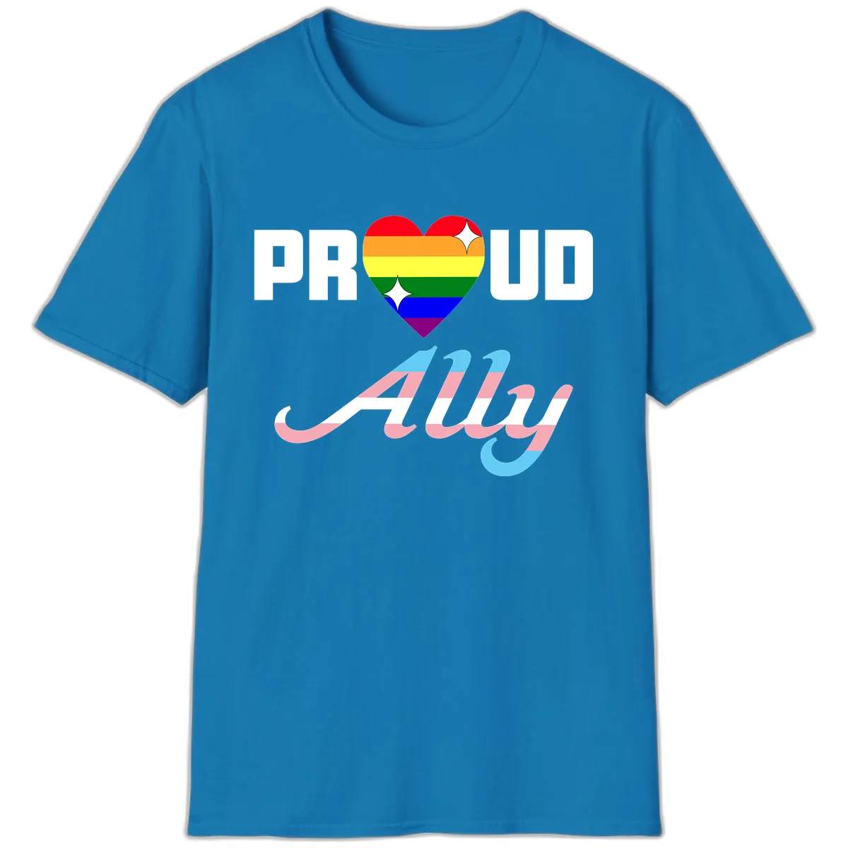 Proud Ally Rainbow Heart Pride T-Shirt in Sapphire