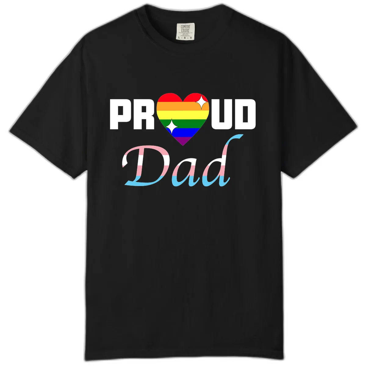 Proud Dad Rainbow Heart Comfort Color in Black