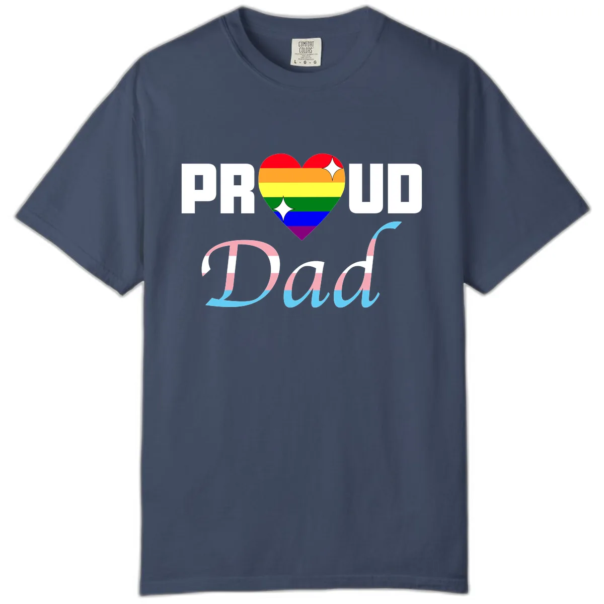 Proud Dad Rainbow Heart Comfort Color in Midnight