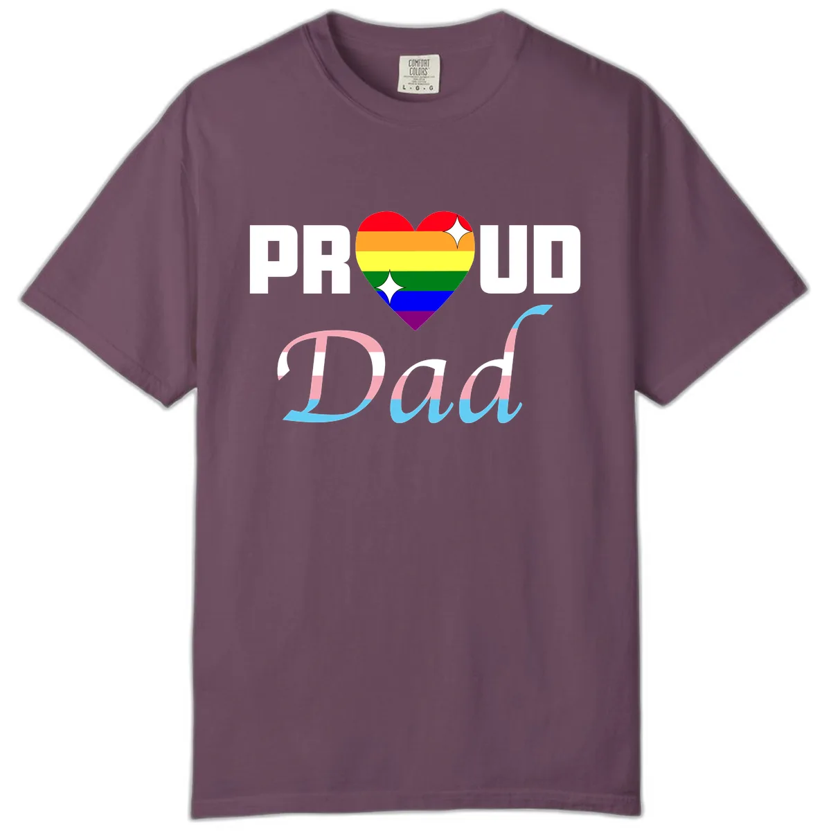 Proud Dad Rainbow Heart Comfort Color in Berry