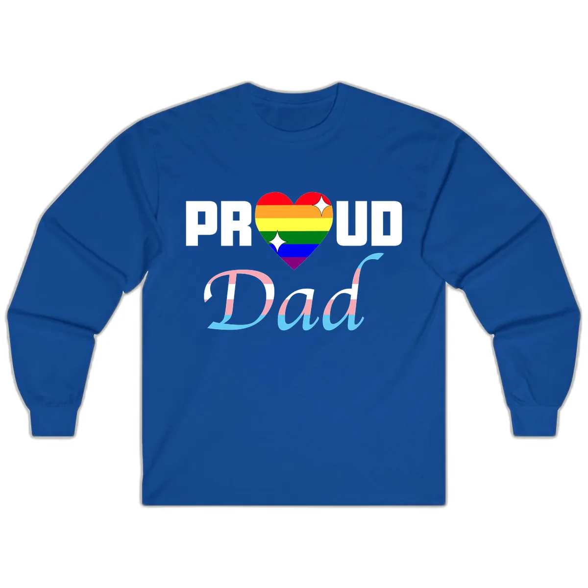 Proud Dad Rainbow Heart Long Sleeve in Royal
