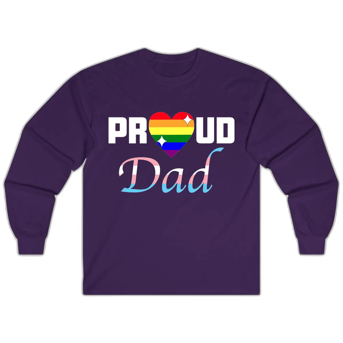 Proud Dad Rainbow Heart Long Sleeve in Purple