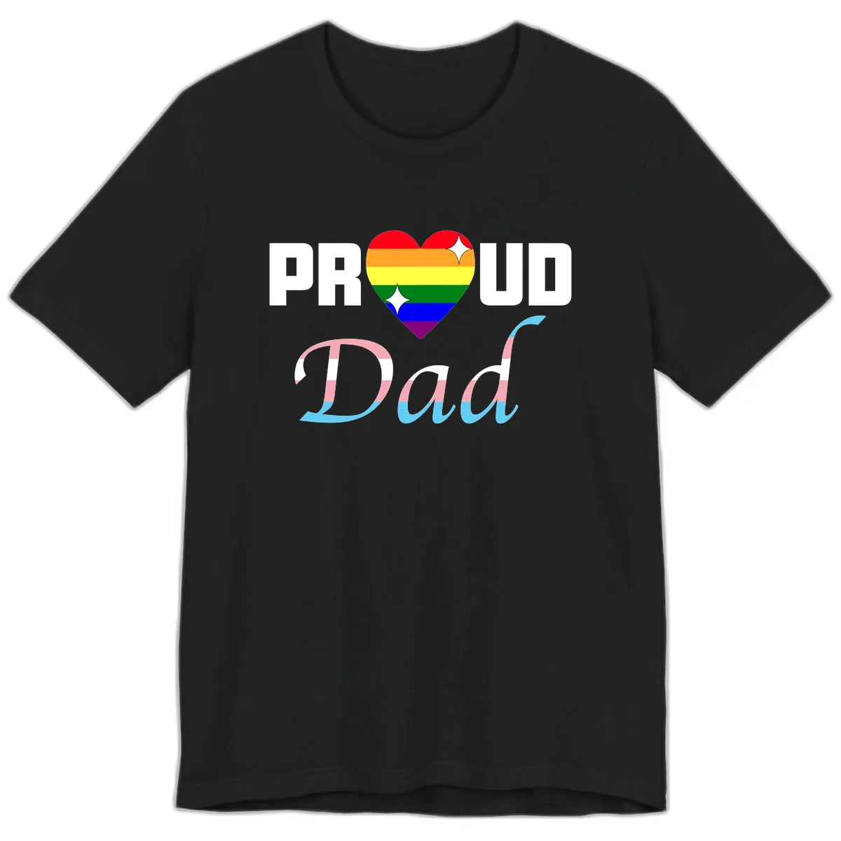 Proud Dad Rainbow Heart Premium T-Shirt in Black