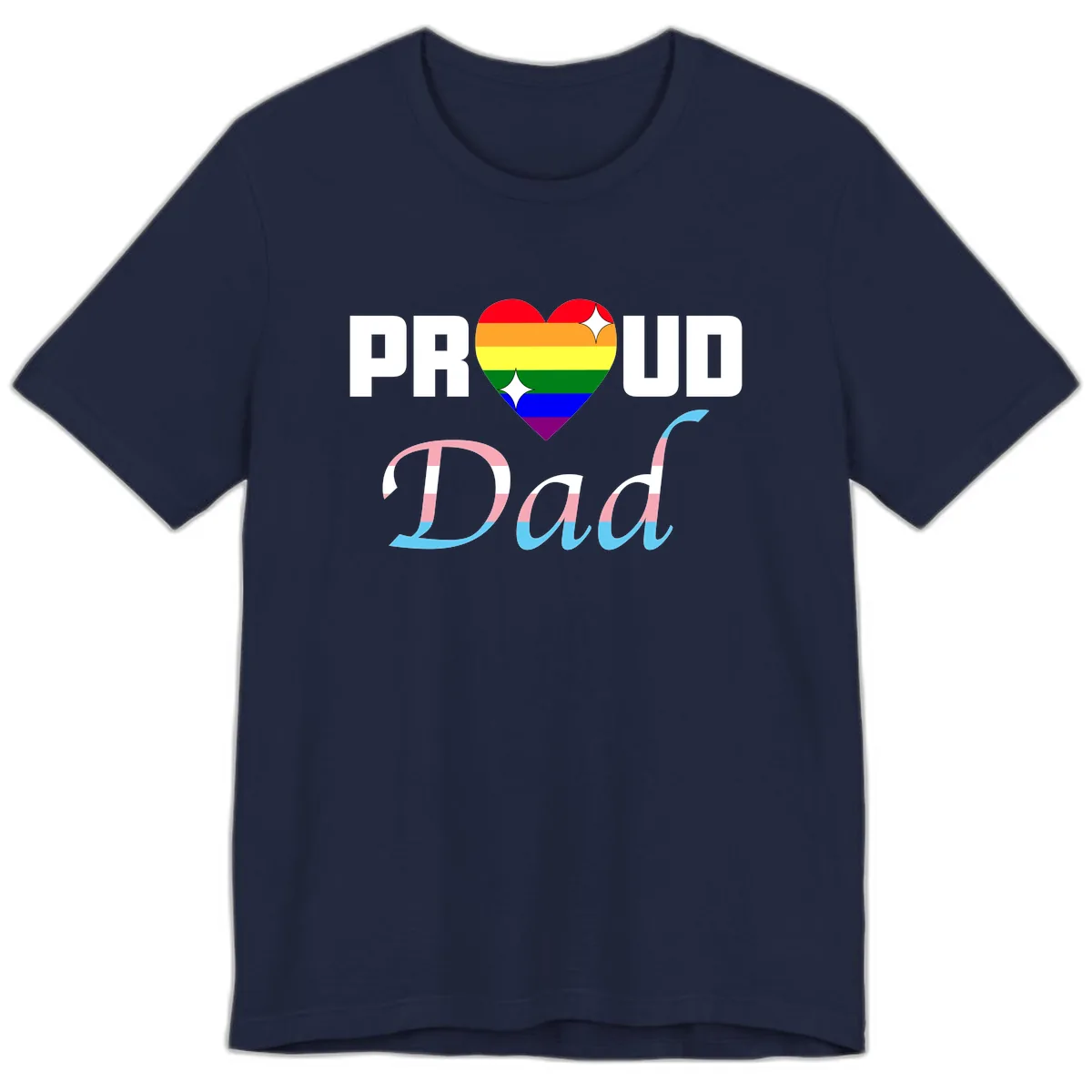 Proud Dad Rainbow Heart Premium T-Shirt in Navy