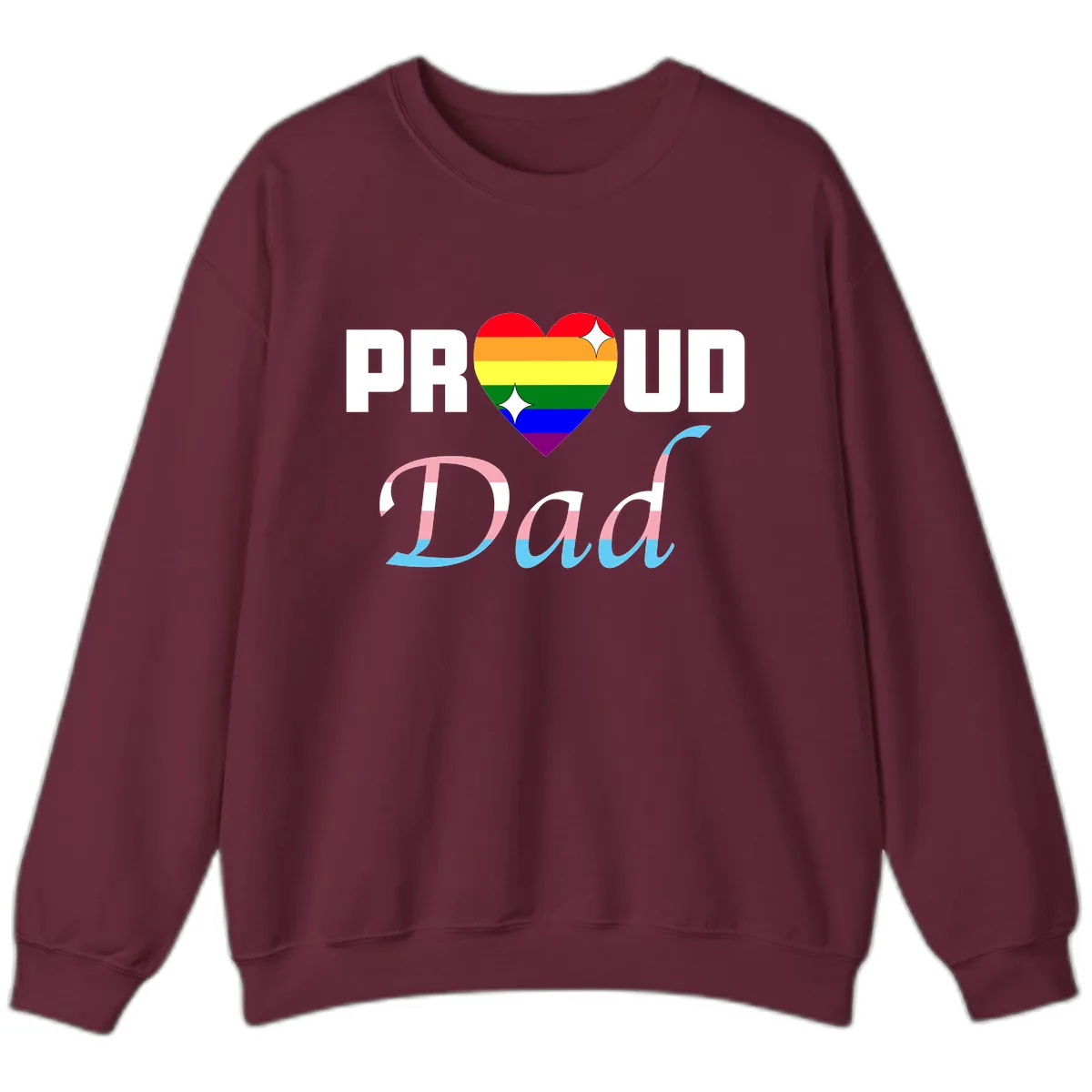 Proud Dad Rainbow Heart Sweatshirt in Maroon