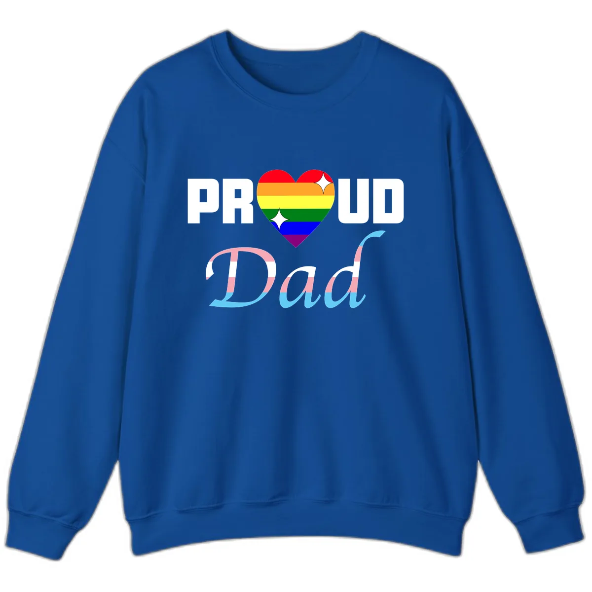 Proud Dad Rainbow Heart Sweatshirt in Royal
