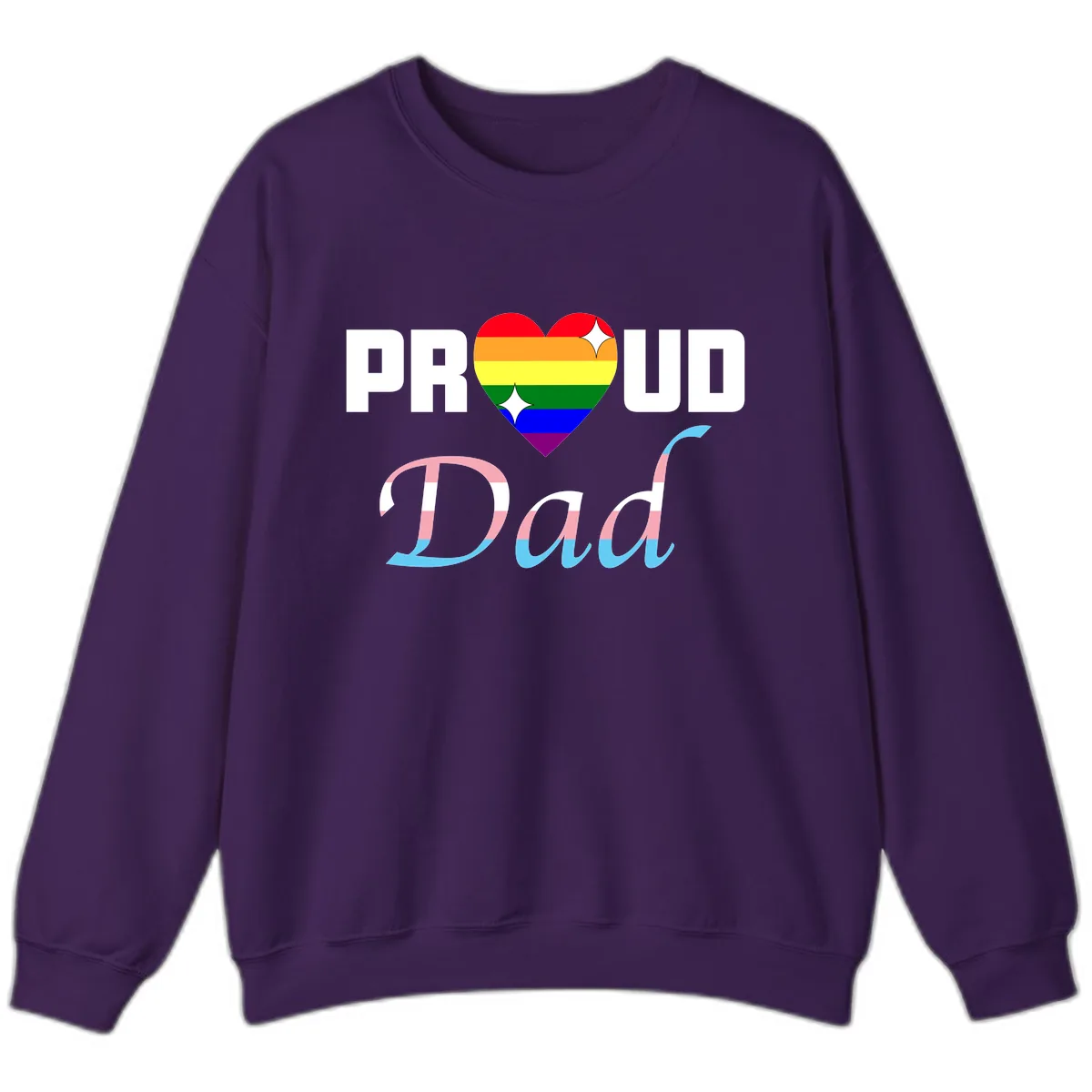 Proud Dad Rainbow Heart Sweatshirt in Purple