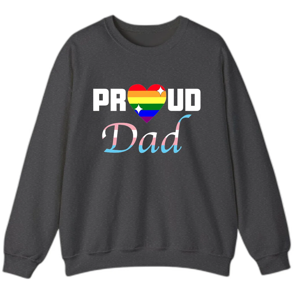 Proud Dad Rainbow Heart Sweatshirt in Dark Heather