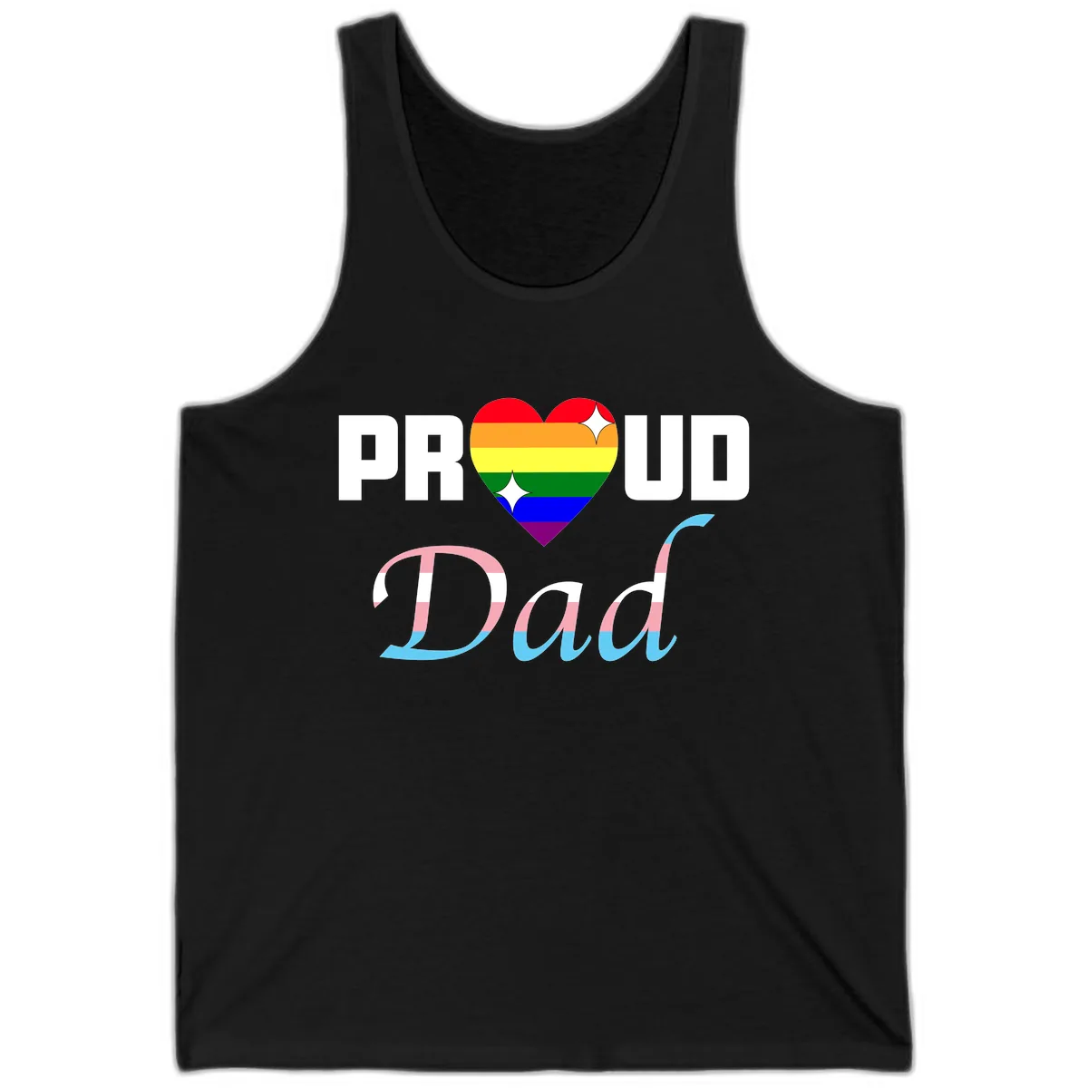 Proud Dad Rainbow Heart Tank in Black