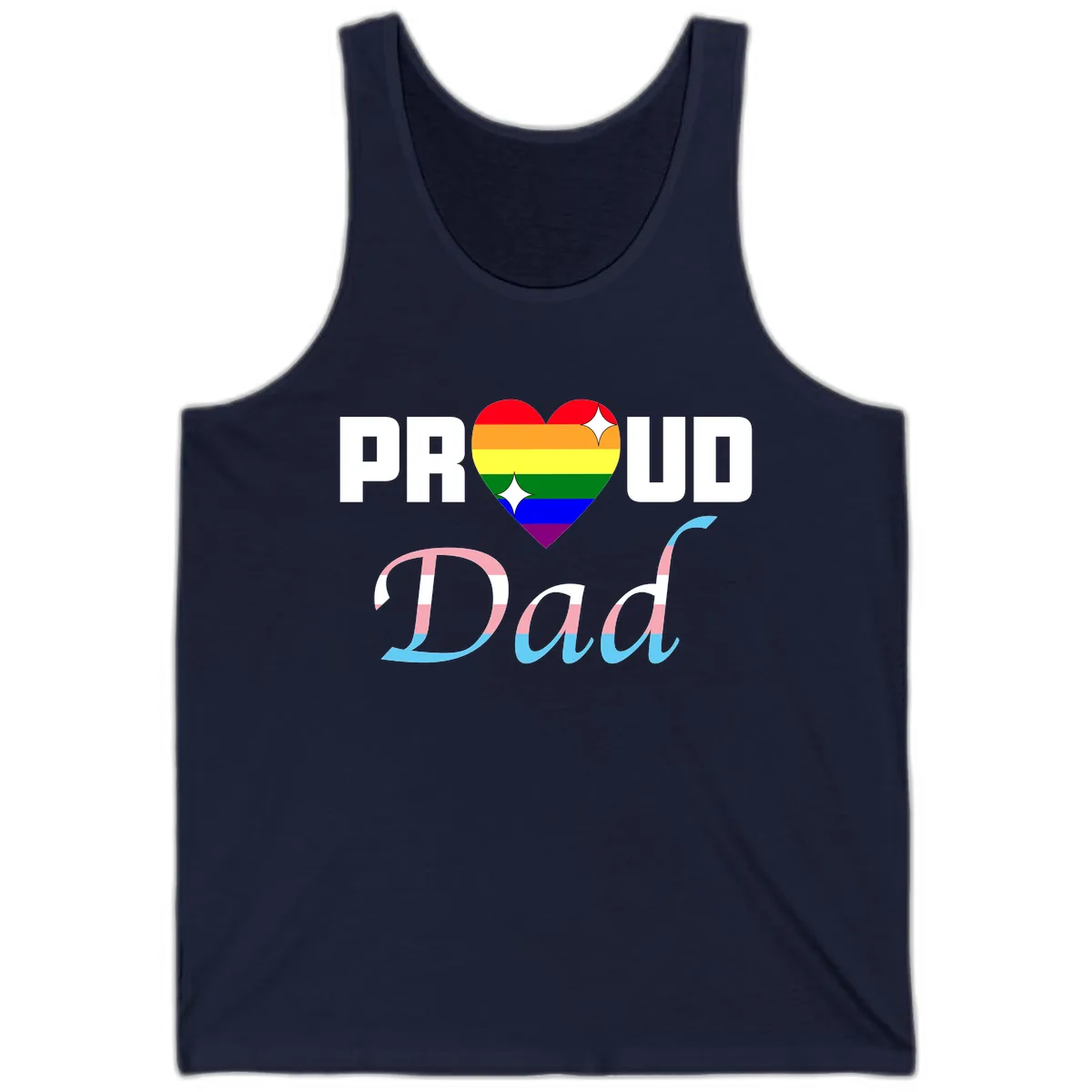 Proud Dad Rainbow Heart Tank in Navy