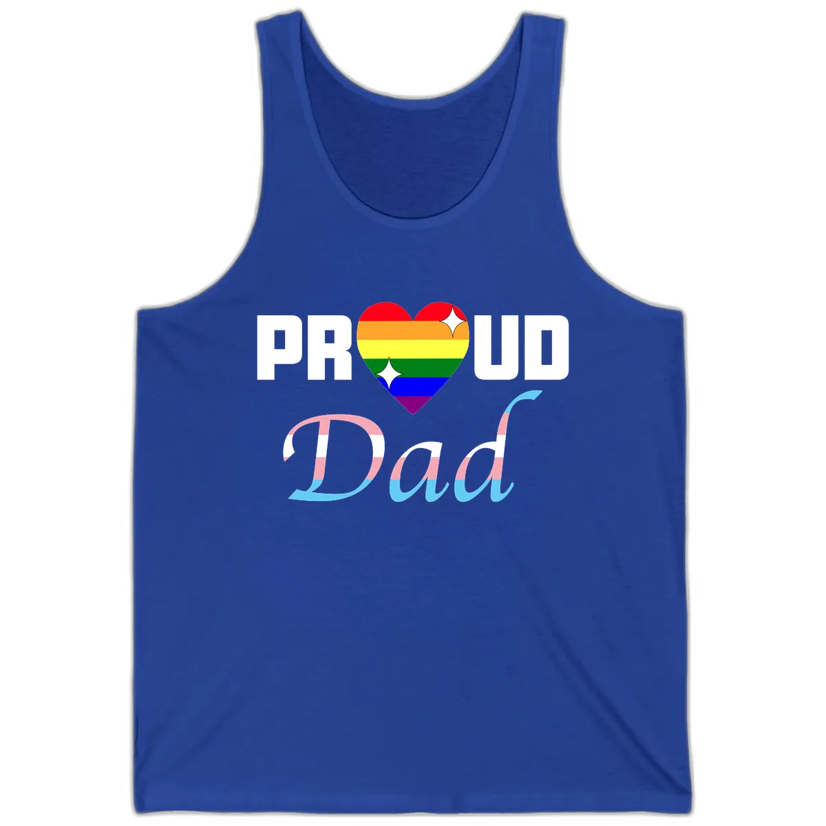 Proud Dad Rainbow Heart Tank in True Royal