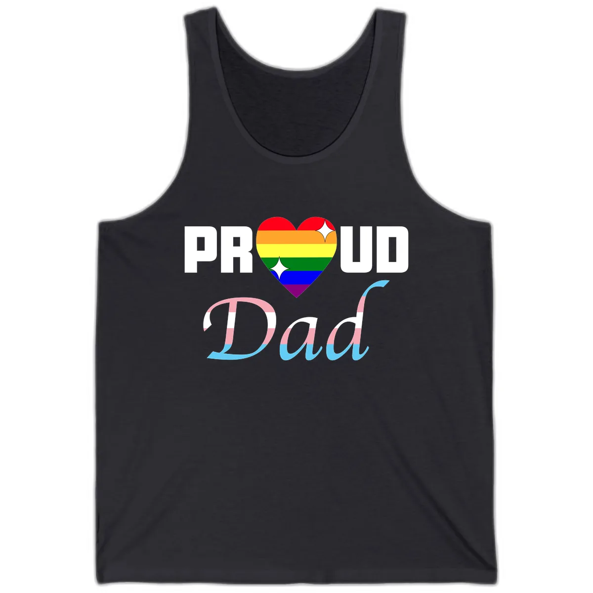 Proud Dad Rainbow Heart Tank in Dark Grey