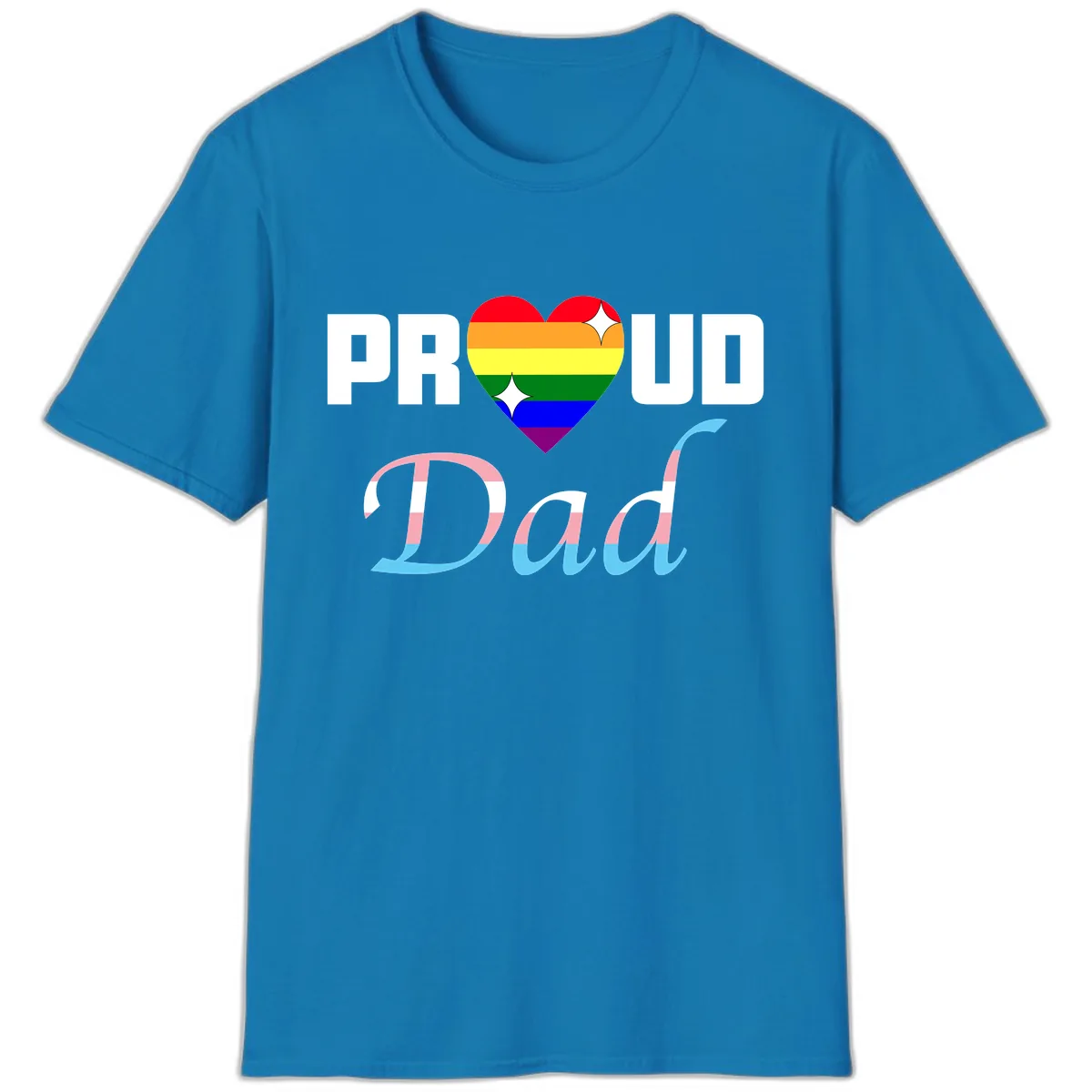 Proud Dad Rainbow Heart T-Shirt in Sapphire