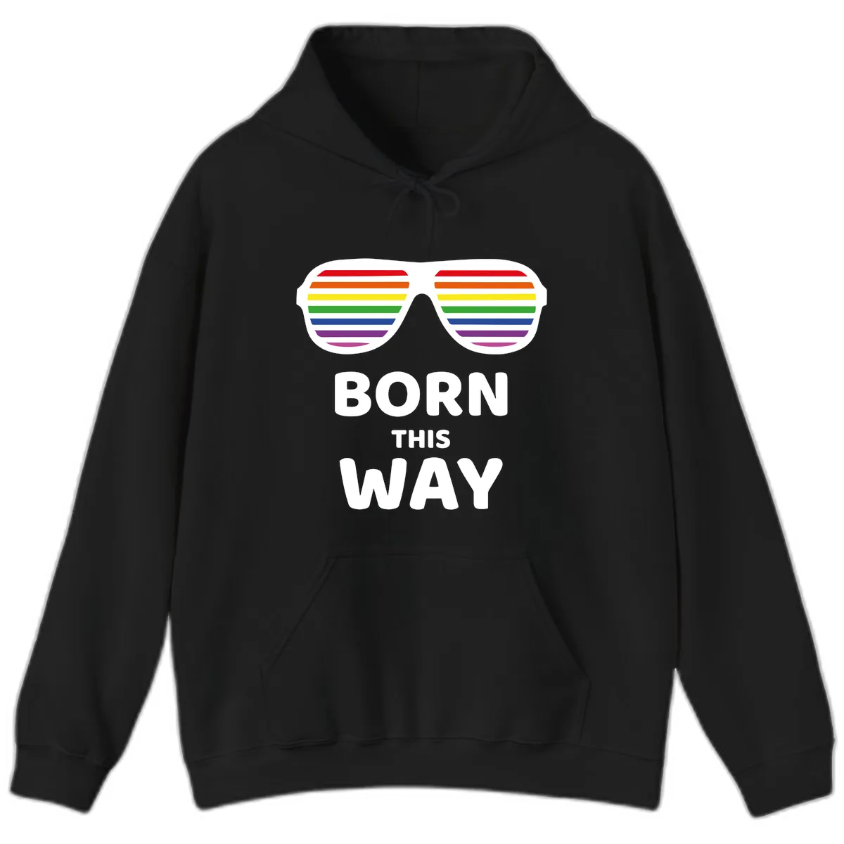 Born This Way Rainbow Pride Hoodie in Black