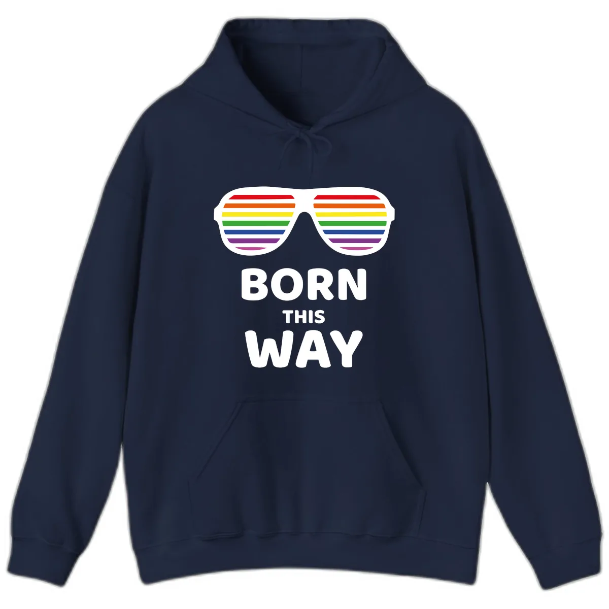 Born This Way Rainbow Pride Hoodie in Navy