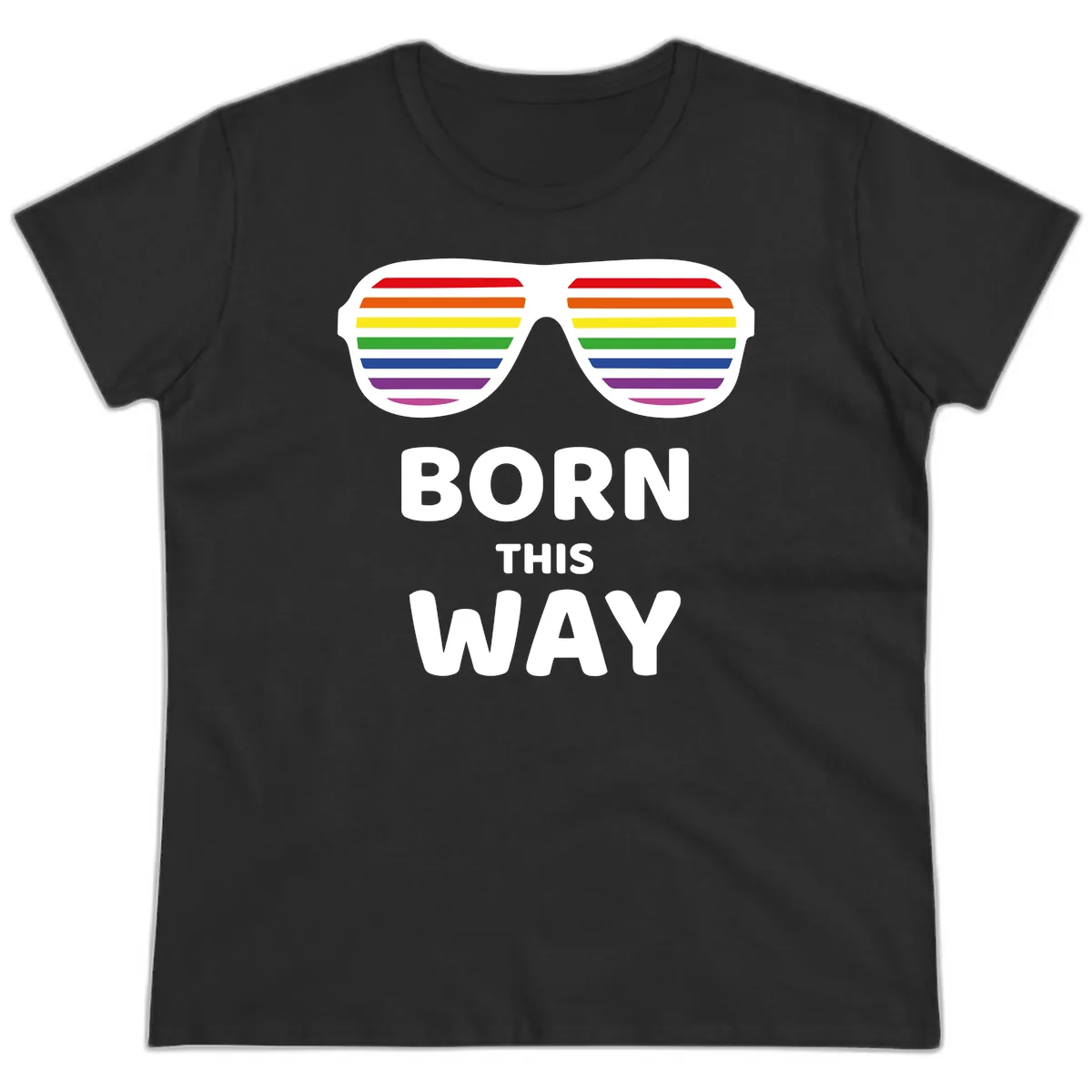Born This Way Rainbow Pride Ladies Tee in Black