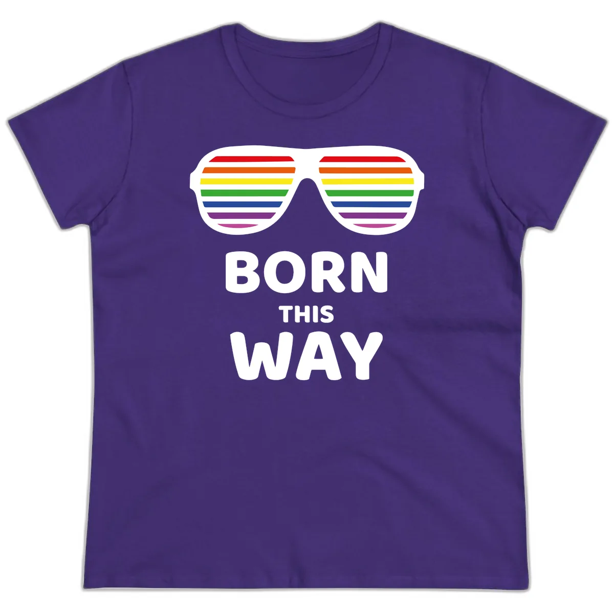 Born This Way Rainbow Pride Ladies Tee in Purple
