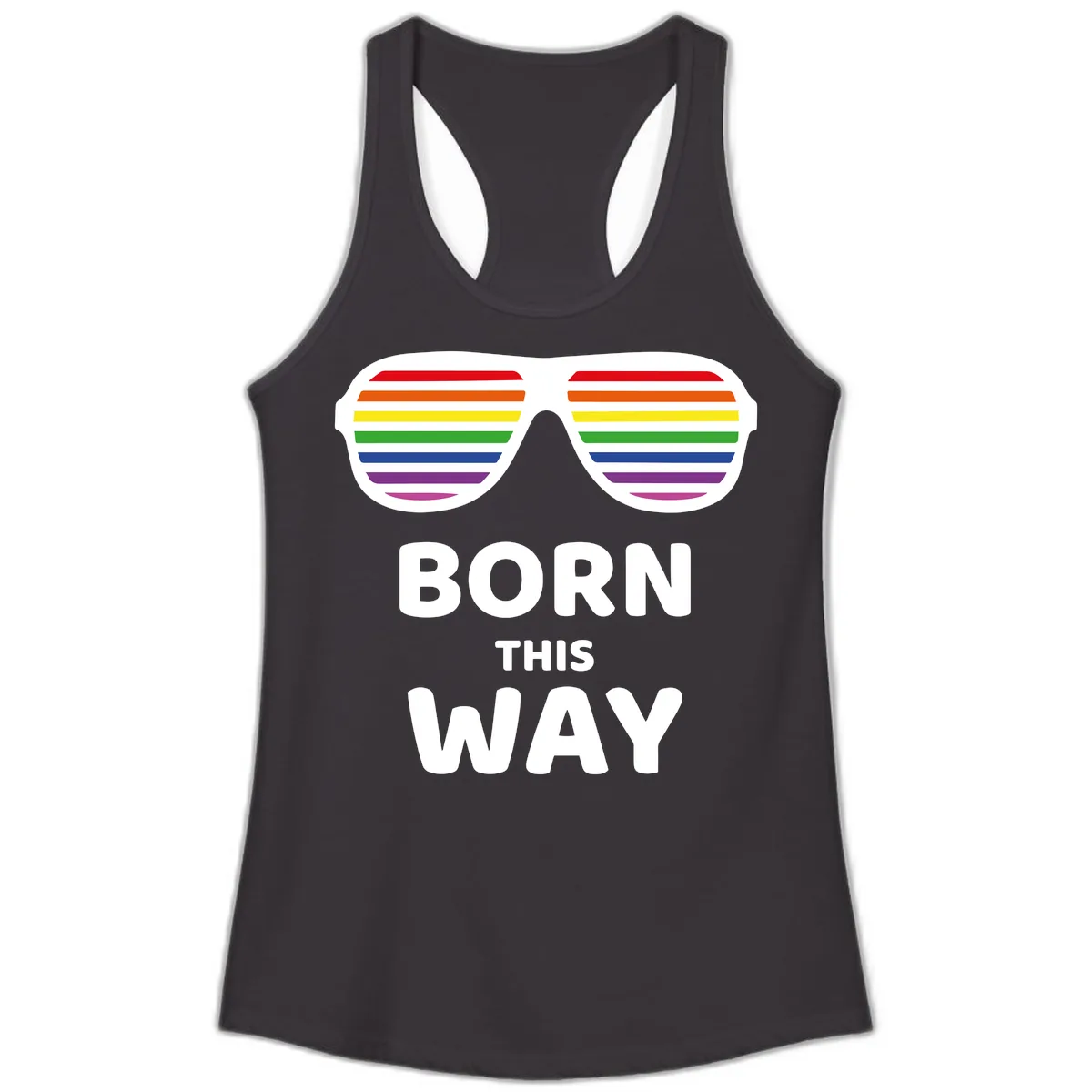 Born This Way Rainbow Pride Ladies Tank in Black