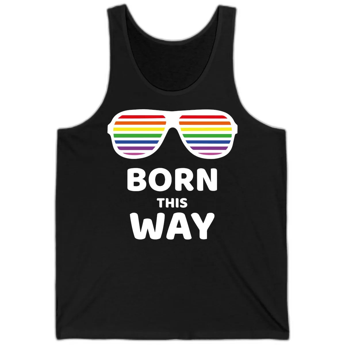 Born This Way Rainbow Pride Tank in Black