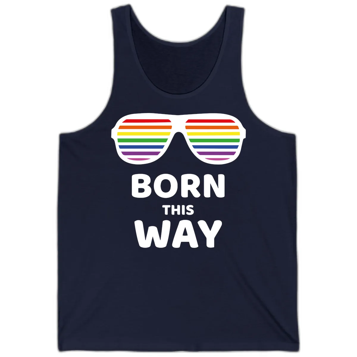 Born This Way Rainbow Pride Tank in Navy