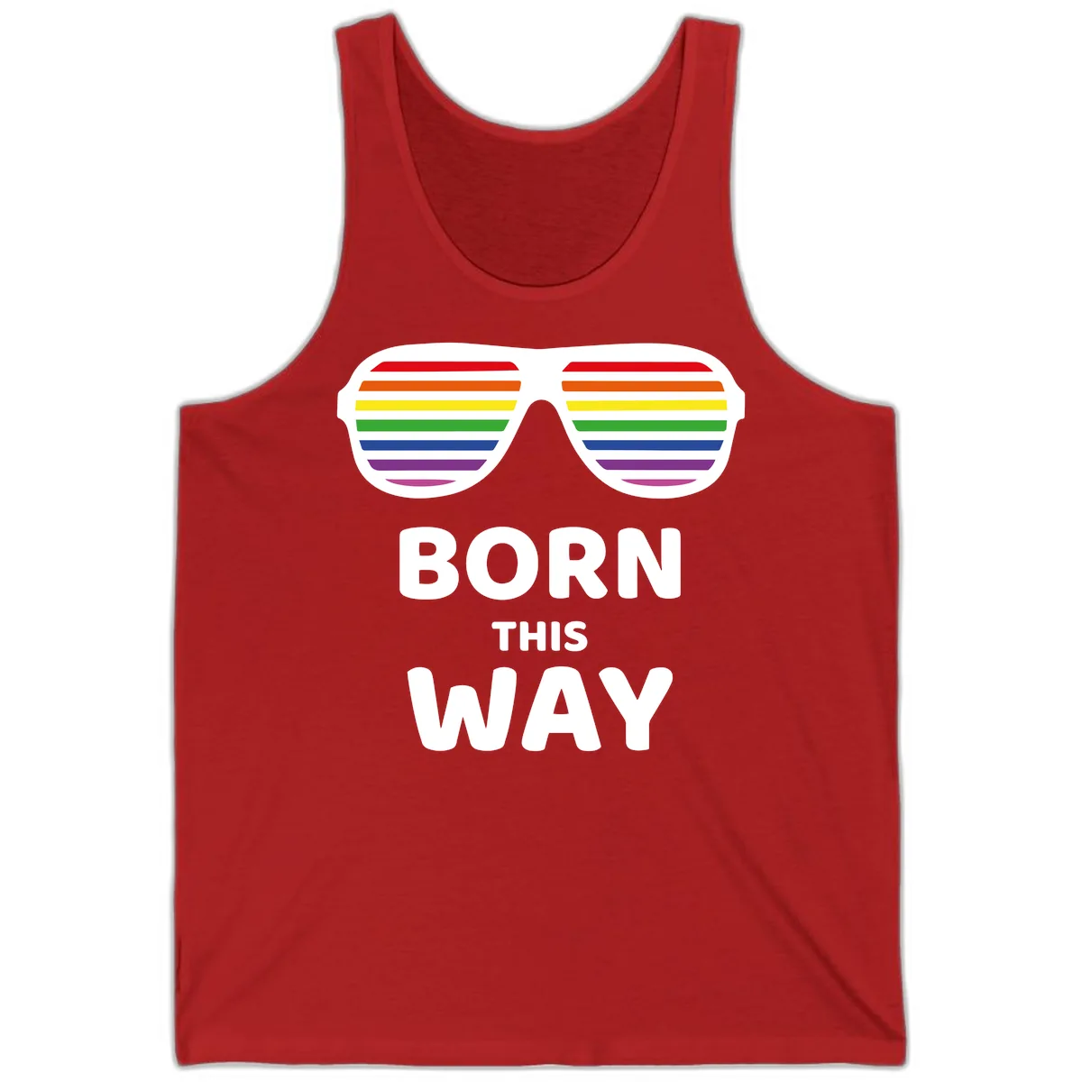 Born This Way Rainbow Pride Tank in Red