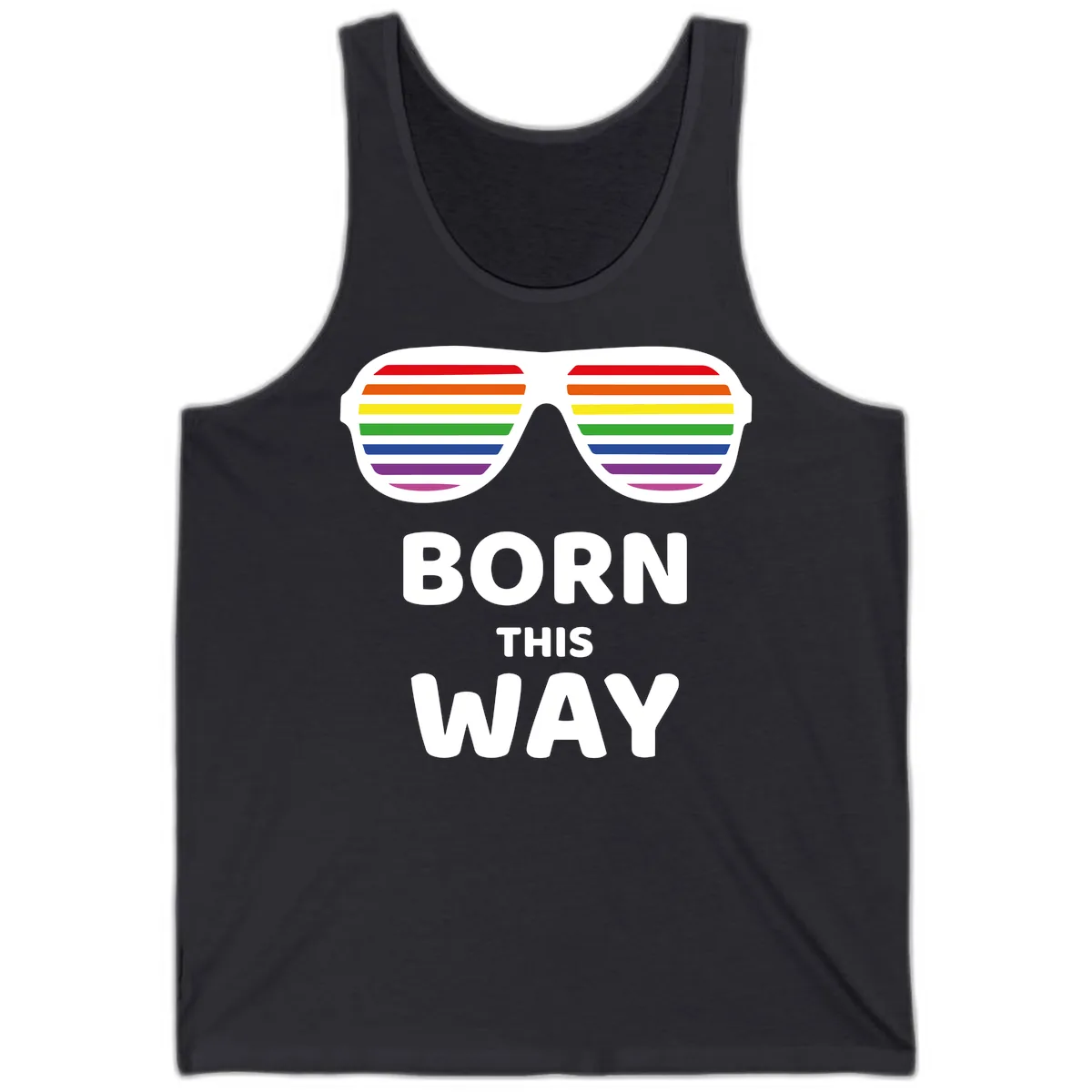 Born This Way Rainbow Pride Tank in Dark Grey