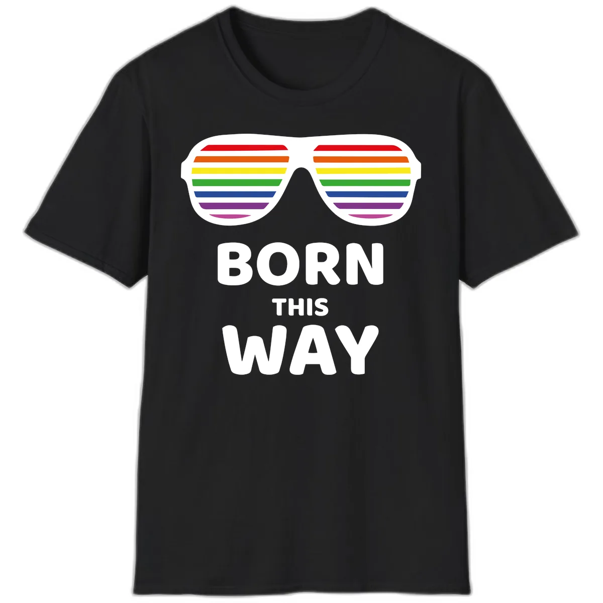 Born This Way Rainbow Pride T-Shirt in Black