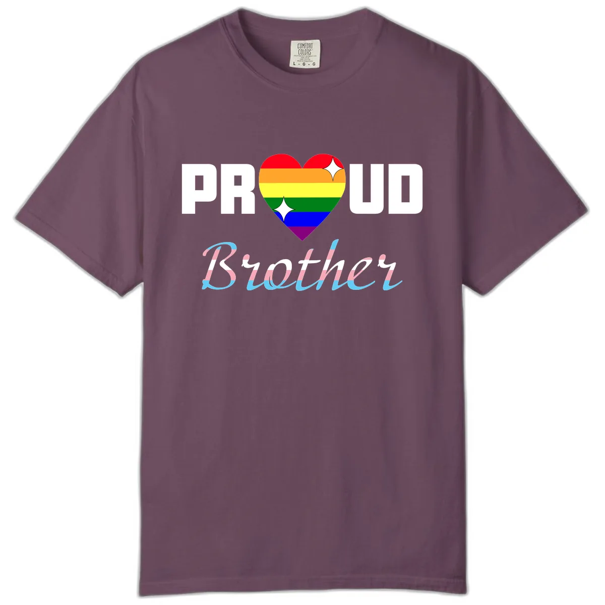 Proud Brother Rainbow Heart Comfort Color in Berry