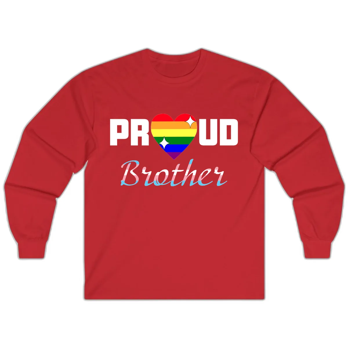 Proud Brother Rainbow Heart Long Sleeve in Red