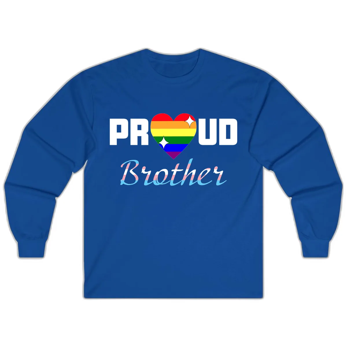 Proud Brother Rainbow Heart Long Sleeve in Royal