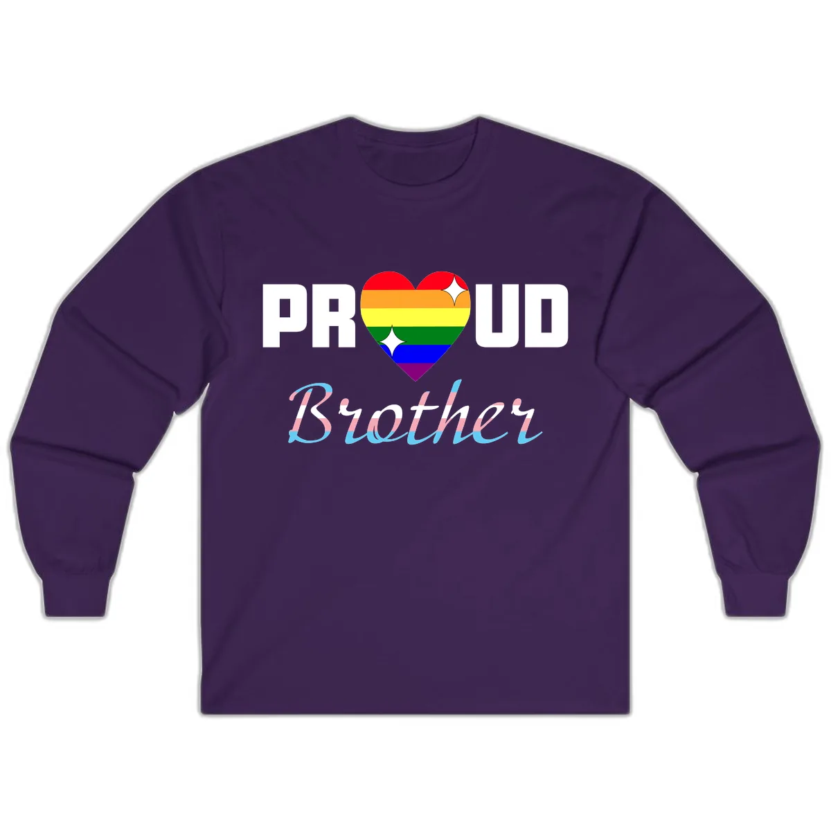 Proud Brother Rainbow Heart Long Sleeve in Purple