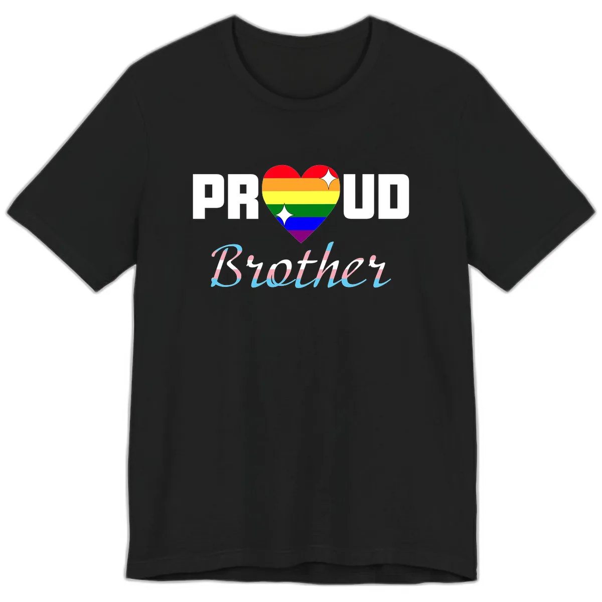 Proud Brother Rainbow Heart Premium T-Shirt in Black