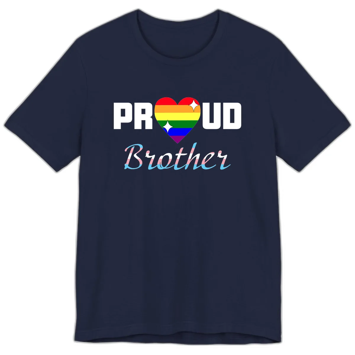 Proud Brother Rainbow Heart Premium T-Shirt in Navy
