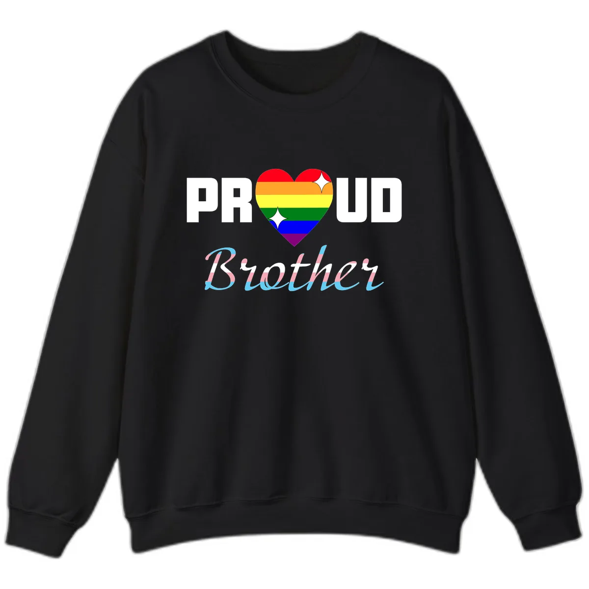 Proud Brother Rainbow Heart Sweatshirt in Black