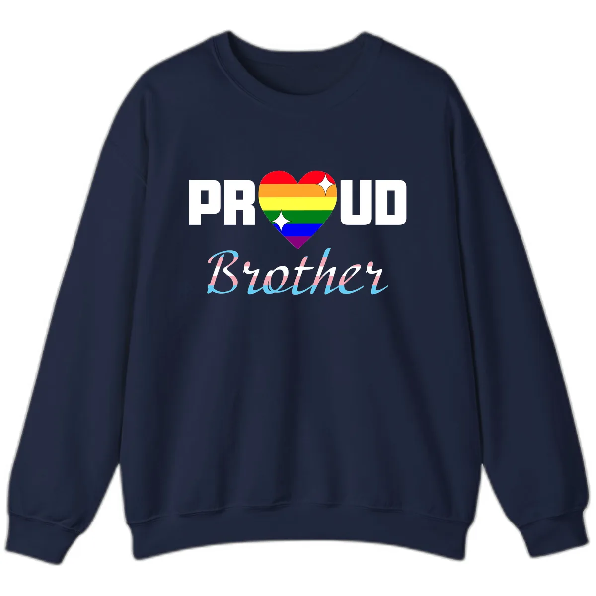 Proud Brother Rainbow Heart Sweatshirt in Navy
