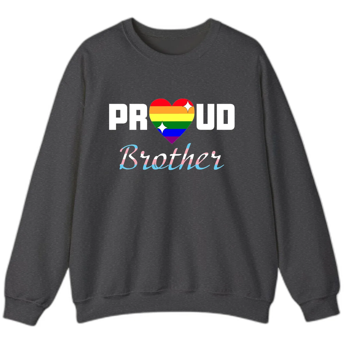 Proud Brother Rainbow Heart Sweatshirt in Dark Heather
