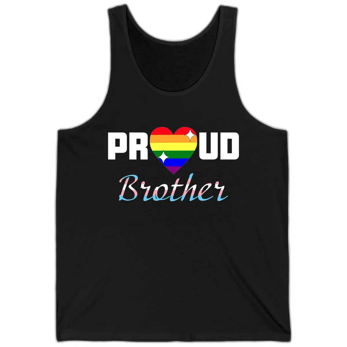Proud Brother Rainbow Heart Tank in Black