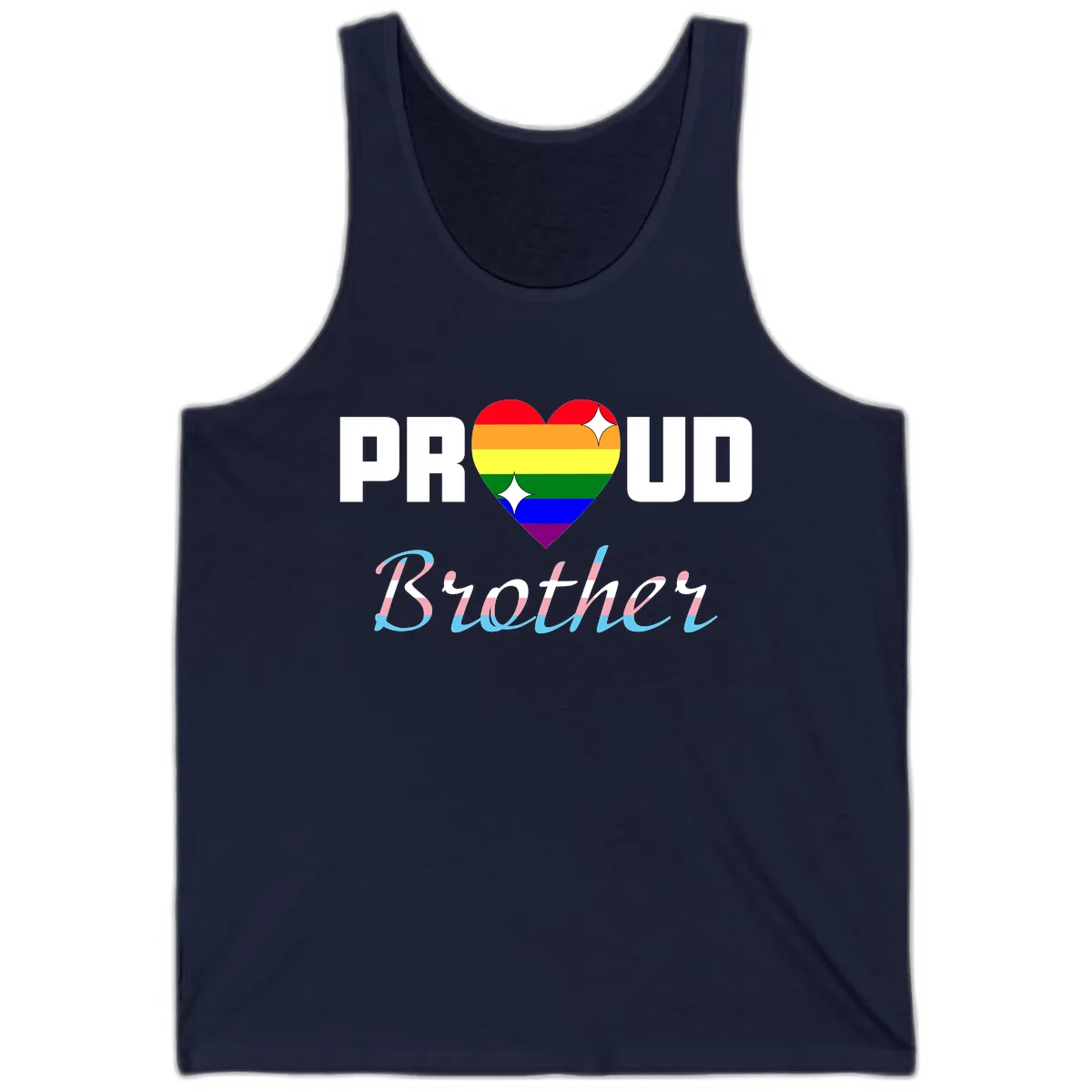 Proud Brother Rainbow Heart Tank in Navy