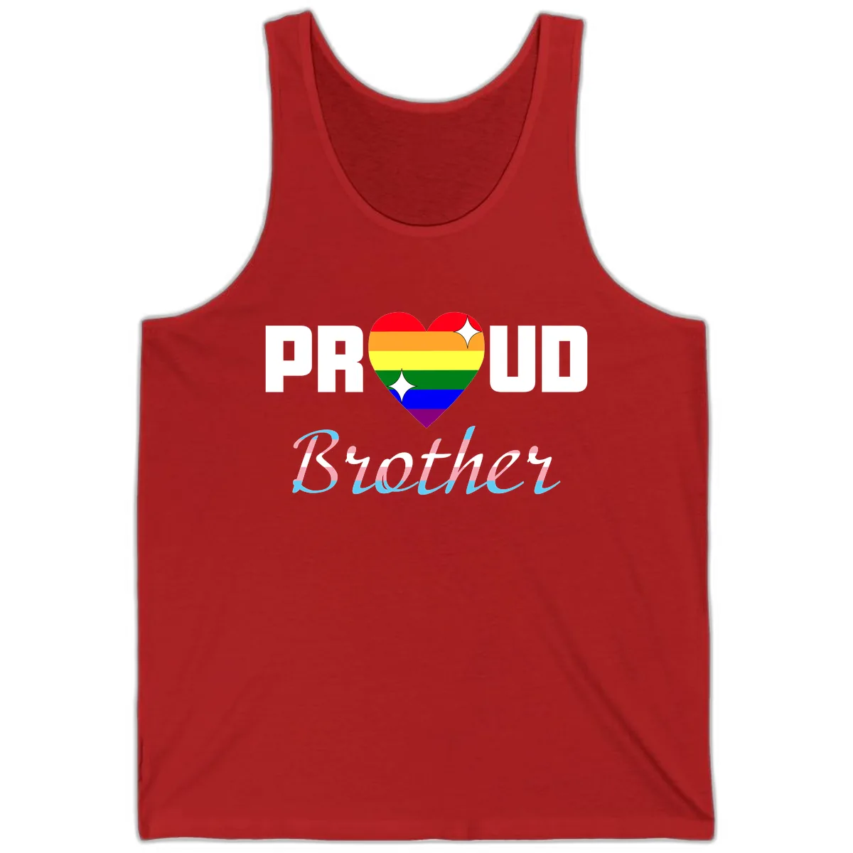 Proud Brother Rainbow Heart Tank in Red