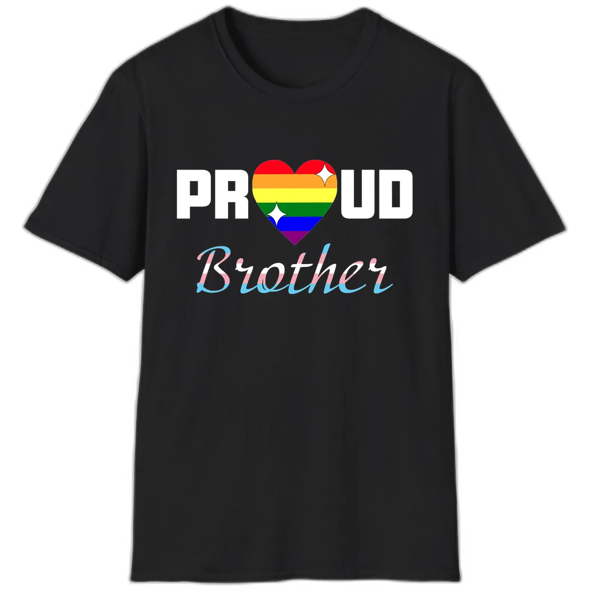 Proud Brother Rainbow Heart T-Shirt in Black