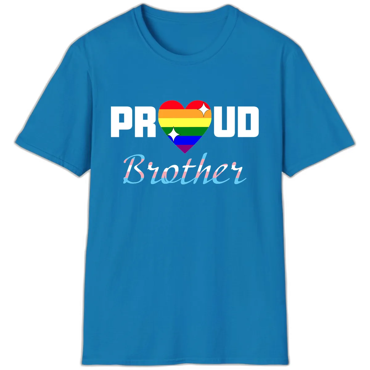 Proud Brother Rainbow Heart T-Shirt in Sapphire