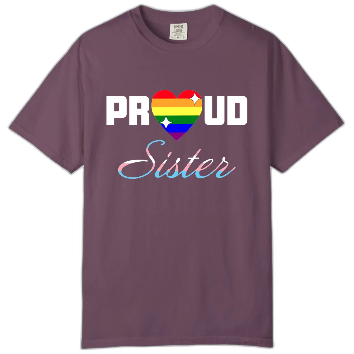 Proud Sisters Rainbow Heart Comfort Color in Berry